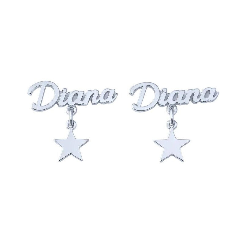 StarScript Custom Name Earrings – Personalized Drop Studs