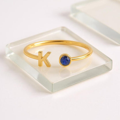 nitial Birthstone Ring, Birthstone Custom Ring, Letter Keepsake Ring, Letter Wedding Ring, Birthstone Personalized Ring, Name Initial Ring