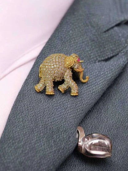 Elephant Polki Diamond Brooch Handcrafted Luxury