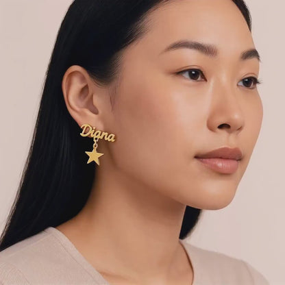 StarScript Custom Name Earrings – Personalized Drop Studs
