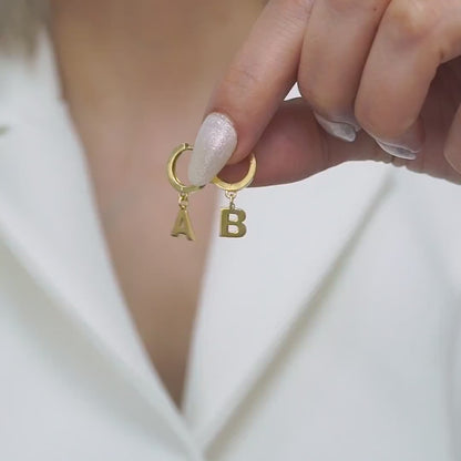 Personalized Initial Hoop Earrings, Sterling Silver or Gold