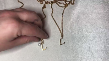 Dainty Pearl Letter Charm Necklace