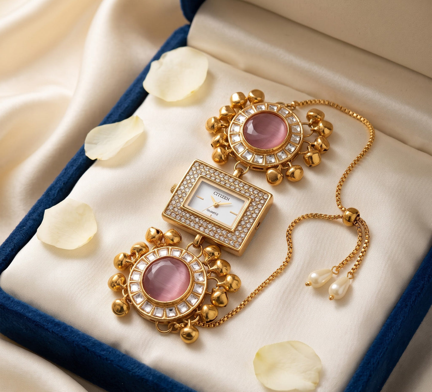 Rectangular Pink Ghungroo Watch