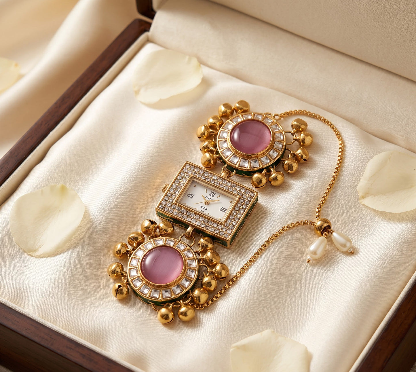 Rectangular Pink Ghungroo Watch