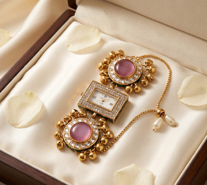Rectangular Pink Ghungroo Watch