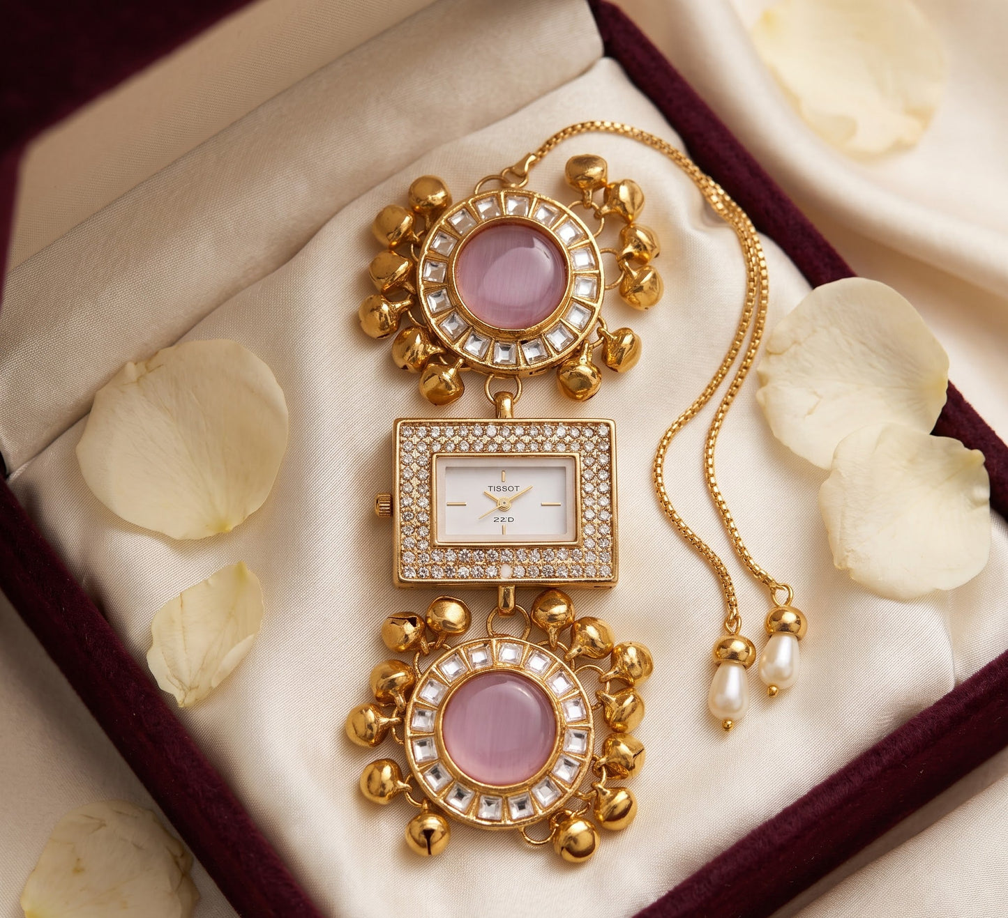 Rectangular Pink Ghungroo Watch