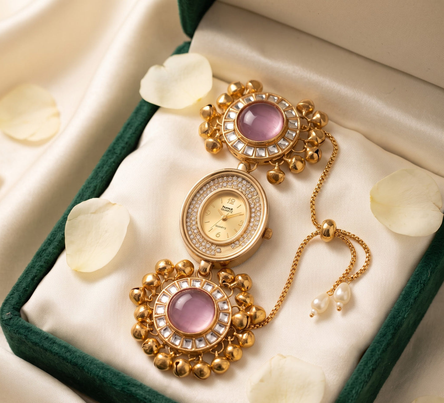 Ethnic Oval Mauve Pink Ghungroo Jewelry Watch