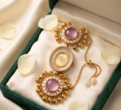 Ethnic Oval Mauve Pink Ghungroo Jewelry Watch