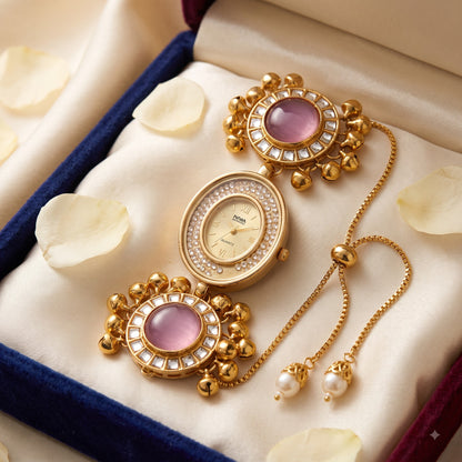 Ethnic Oval Mauve Pink Ghungroo Jewelry Watch