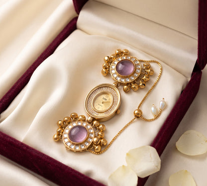 Ethnic Oval Mauve Pink Ghungroo Jewelry Watch