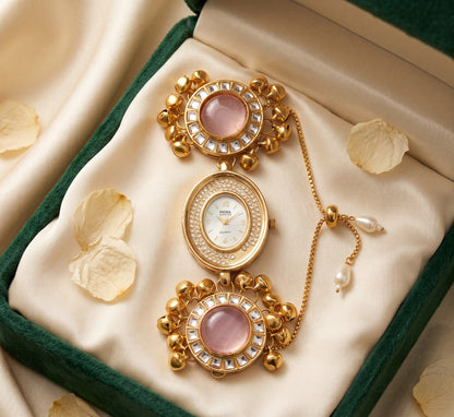 Ethnic Oval Mauve Pink Ghungroo Jewelry Watch