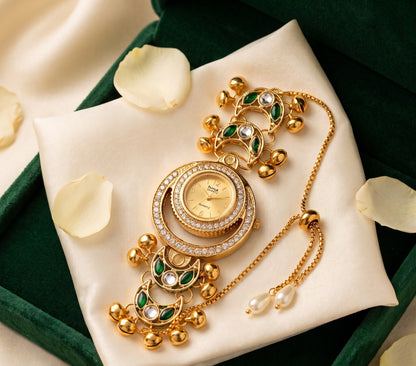 Ethnic Emerald Green Ghungroo Floating Halo Watch