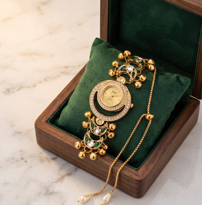 Ethnic Emerald Green Ghungroo Floating Halo Watch