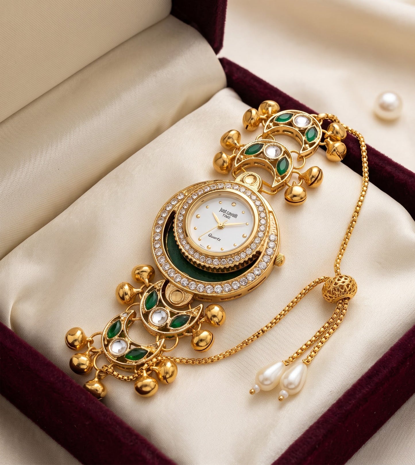Ethnic Emerald Green Ghungroo Floating Halo Watch