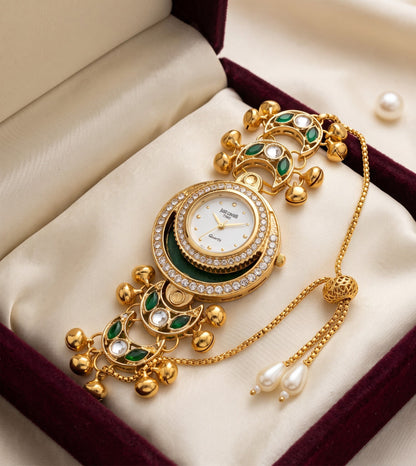 Ethnic Emerald Green Ghungroo Floating Halo Watch
