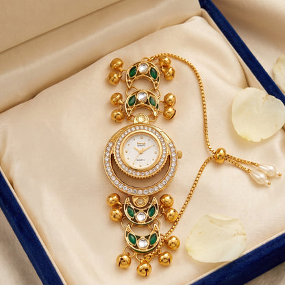 Ethnic Emerald Green Ghungroo Floating Halo Watch