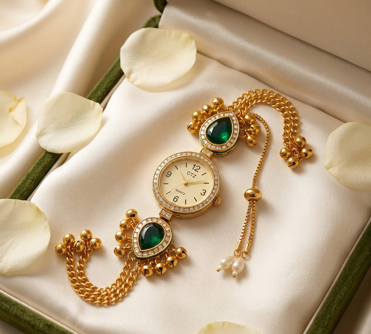 Ethnic Emerald Green Teardrop Ghungroo Jewelry Watch